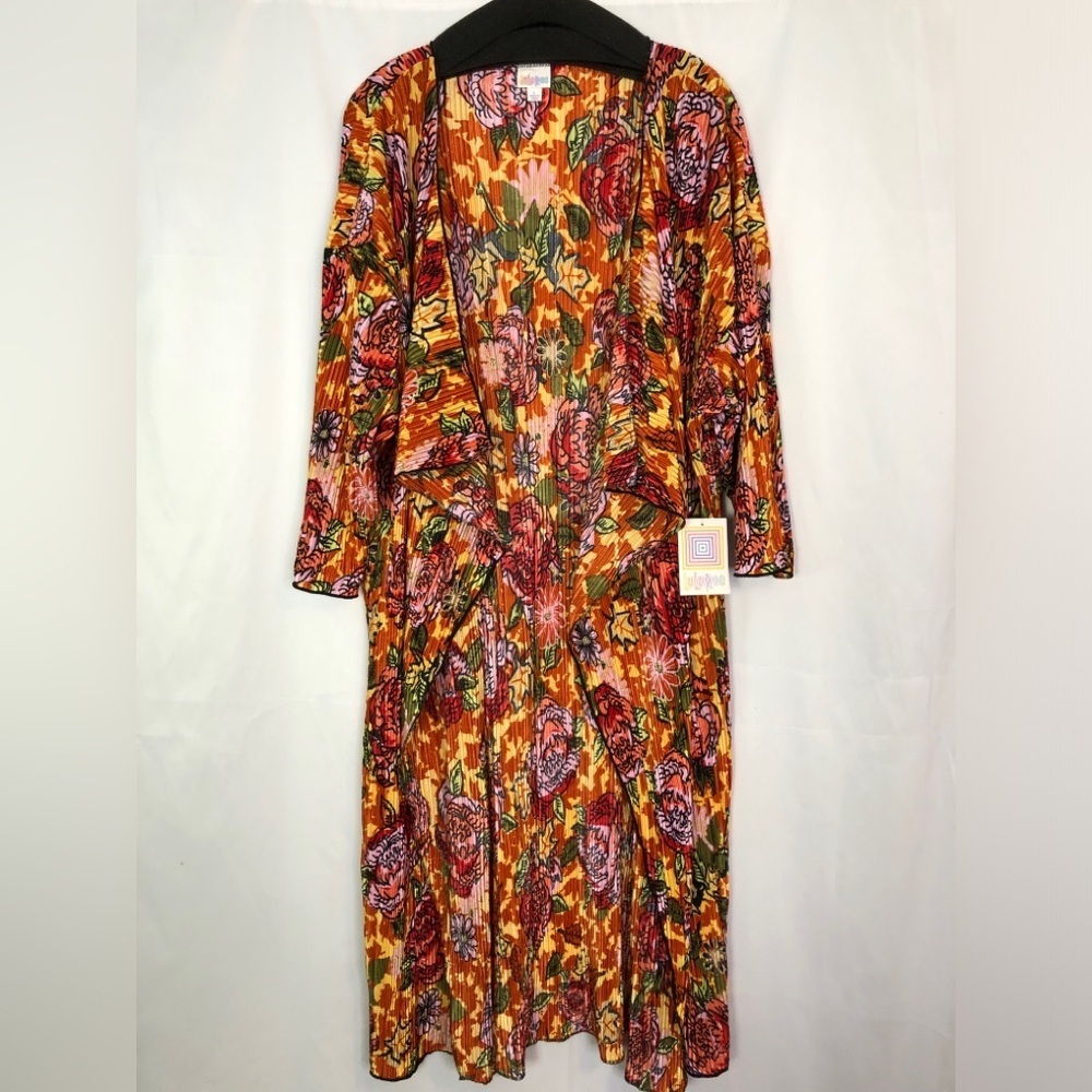 LuLaRoe Shirley Pleated Crinkle Floral Kimono Duster Size L